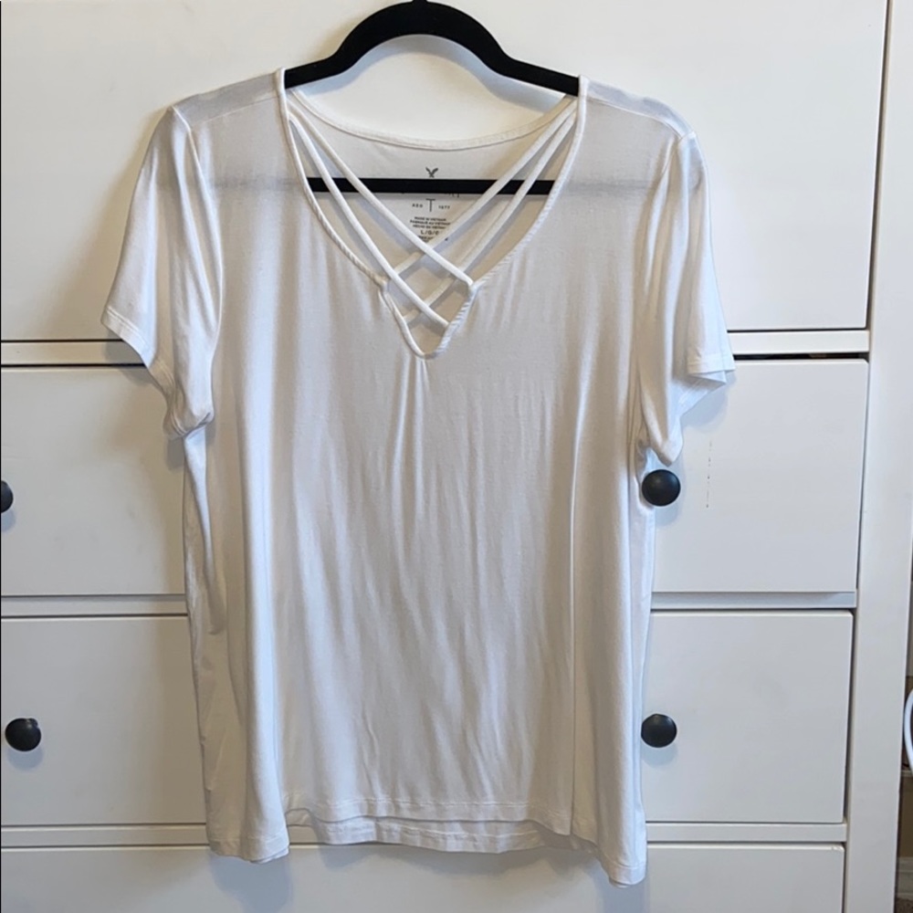 American Eagle Strappy V Neck Short Sleeve Tee